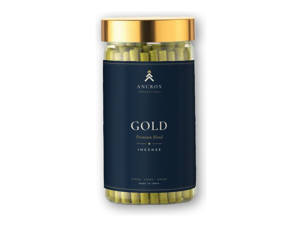 Gold Premium Blend dhoop sticks jar by Ancrox