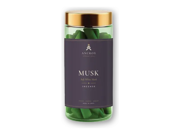 Musk Soft White Musk long dhoop sticks jar by Ancrox