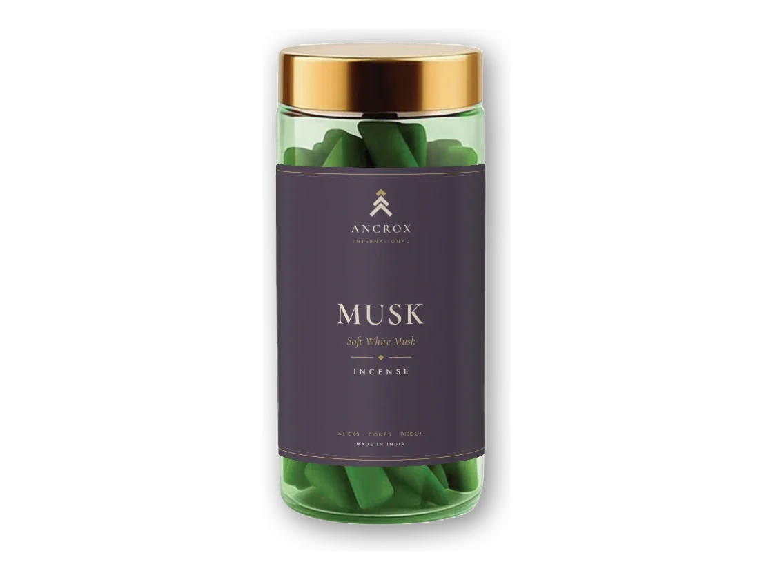 Musk Soft White Musk long dhoop sticks jar by Ancrox
